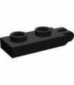 Black Hinge Plate 1 x 2 with 2 Fingers on End - Hollow Studs