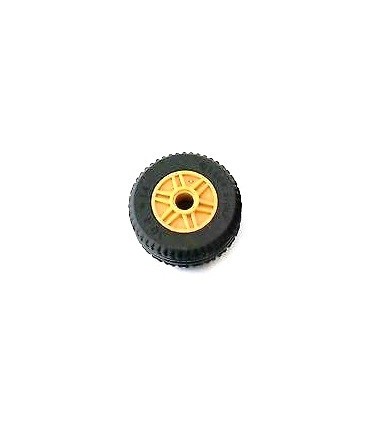 Pearl Gold Wheel 18mm D. x 14mm with Pin Hole, Fake Bolts and Shallow Spokes with Black Tire 30.4 x 14 VR Solid