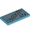 Medium Azure Tile 2 x 4 with 'Stephanie' and Star Pattern