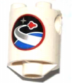 White Brick, Round 2 x 2 x 2 Robot Body with Space Center Logo Pattern on Both Sides