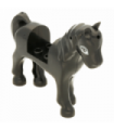 Black Horse with 2 x 2 Cutout, Dark Bluish Gray Eyes and Dark Bluish Gray Outline around Eyes