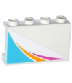 White Panel 1 x 4 x 2 with Side Supports - Hollow Studs with Magenta and Yellow Stripes and Medium Azure Triangle - Right