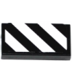 Black Tile 1 x 2 with Groove with Black and White Danger Stripes Pattern (Sticker) - Set 41117