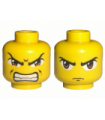 Yellow Minifigure, Head Dual Sided Exo-Force Brown Eyes, Scowl with Mouth Closed / Bared Teeth