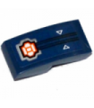 Dark Blue Slope, Curved 2 x 1 No Studs with Circuitry, Orange Microchip and 2 White Triangles