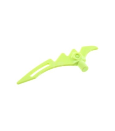 Yellowish Green Minifigure, Weapon Crescent Blade, Serrated with Bar