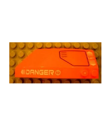 Orange Wedge 8 x 3 x 2 Open Right with 'DANGER' and 'EJECT' and Hatch Pattern