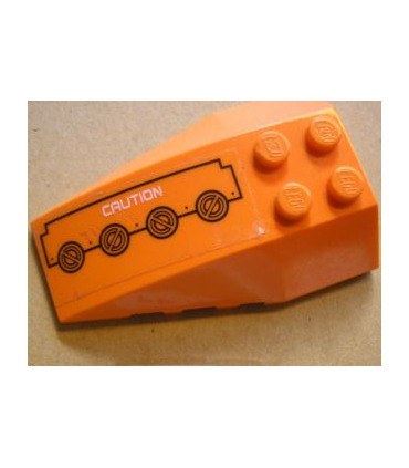 Orange Wedge 6 x 4 Triple Curved with 'CAUTION' and Circuitry Pattern Left