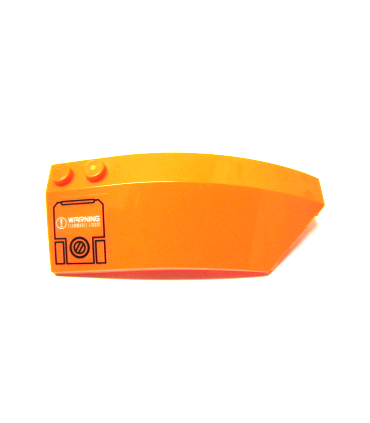 Orange Wedge 8 x 3 x 2 Open Right with Filler Cap and 'WARNING FLAMMABLE LIQUID'