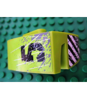 Lime Technic, Panel Car Mudguard Right with '5' Scratches, Splatter and Danger Stripes