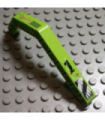 Lime Technic, Liftarm 1 x 11.5 Double Bent Thick with Worn '1' and Danger Stripes and Exhaust Vents Pattern Model Right