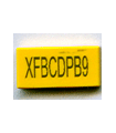 Yellow Tile 1 x 2 with Groove with EXO-CODE XFxxxxxx Pattern