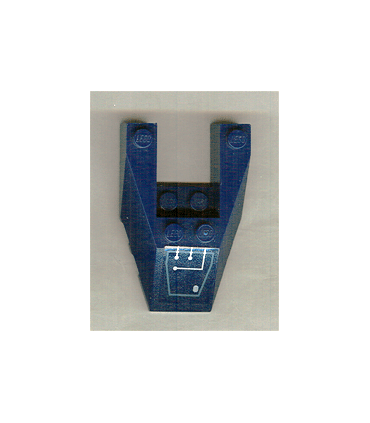 Dark Blue Wedge 6 x 4 Cutout with Stud Notches with Silver Circuitry (Right Foot)