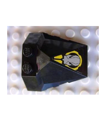 Black Wedge 4 x 4 Pyramid Center with Yellow Circle and Silver Robot Head Facing Back Pattern
