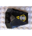Black Wedge 4 x 4 Pyramid Center with Yellow Circle and Silver Robot Head Facing Back Pattern