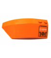 Orange Wedge 8 x 3 x 2 Open Left with 'Filler Cap and 'WARNING FLAMMABLE LIQUID' Pattern