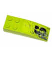 Lime Slope, Curved 6 x 2 with Black '6', Scratches and Splatters Pattern Model Right Side
