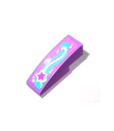 Medium Lavender Slope, Curved 3 x 1 with Magenta, White and Medium Azure Shooting Star Pattern Model Right