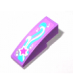 Medium Lavender Slope, Curved 3 x 1 with Magenta, White and Medium Azure Shooting Star Pattern Model Right