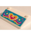White Slope 33 3 x 6 without Inner Walls with Dark Pink and Yellow Heart and Stars and Waves on Medium Azure Background