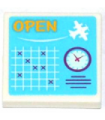 White Tile 2 x 2 with Groove with 'OPEN', White Seaplane, Schedule Grid and Clock