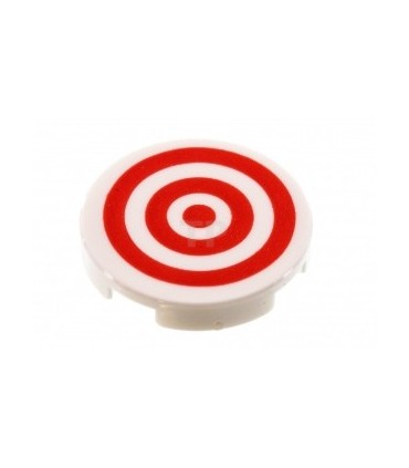 White Tile, Round 2 x 2 with Bottom Stud Holder with Red Circles Pattern