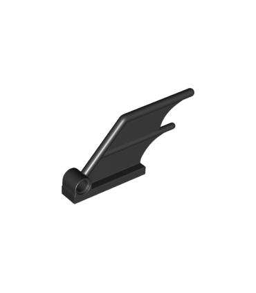 Black Tile, Modified 1 x 4 with Pin Hole and Fin on Top