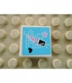 White Tile 2 x 2 with Groove with Heart, Lipstick and Flower Pattern (Sticker) - Set 3187