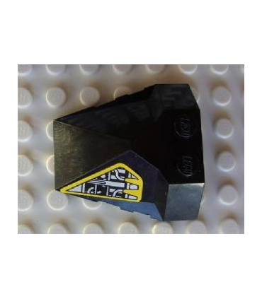 Black Wedge 4 x 4 Pyramid Center with Yellow and Silver Machinery Pattern on Left Side (Sticker) - Set 8105