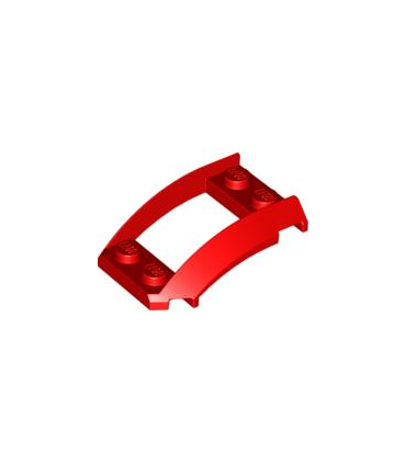 Red Wedge 4 x 3 Open with Cutout and 4 Studs