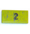 Lime Tile 1 x 2 with Groove with Black '2' and Mud Pattern (Sticker) - Set 8957