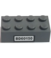 Dark Bluish Gray Brick 2 x 4 with 'BD60150' License Plate Pattern (Sticker) - Set 60150