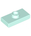 Light Aqua Plate, Modified 1 x 2 with 1 Stud with Groove and Bottom Stud Holder (Jumper)