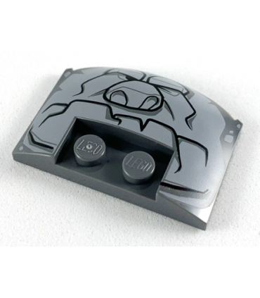 Dark Bluish Gray Wedge 3 x 4 x 2/3 Triple Curved Smooth with Light Bluish Gray Rock Creature Face Pattern