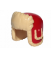 Tan Minifigure, Headgear Ushanka Hat with Red Pattern