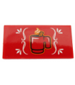 Red Tile 2 x 4 with Steaming Red Cup and White Ornament Pattern (Sticker) - Set 60203