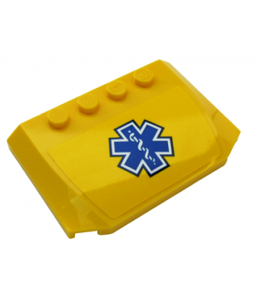 Yellow Wedge 4 x 6 x 2/3 Triple Curved with Blue EMT Star of Life on Yellow Background Pattern (Sticker) - Set 60203