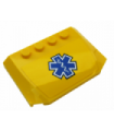 Yellow Wedge 4 x 6 x 2/3 Triple Curved with Blue EMT Star of Life on Yellow Background Pattern (Sticker) - Set 60203