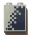 Light Bluish Gray Brick 1 x 2 x 2 with Inside Stud Holder with Dark Blue Pixelated Gradient Pattern Model Left Side (Sticker)