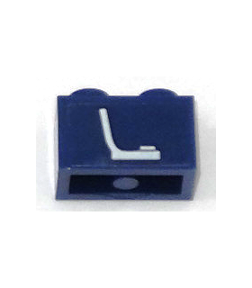 Dark Blue Brick 1 x 2 with White Seat (Chair) Pattern (Sticker) - Set 60197