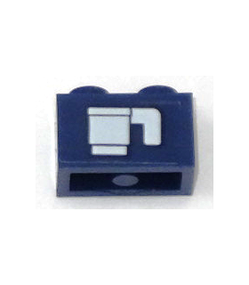 Dark Blue Brick 1 x 2 with White Cup Pattern (Sticker) - Set 60197
