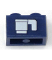 Dark Blue Brick 1 x 2 with White Cup Pattern (Sticker) - Set 60197