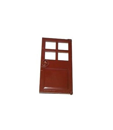 Reddish Brown Door 1 x 4 x 6 with 4 Panes and Stud Handle