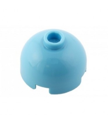 Medium Azure Brick, Round 2 x 2 Dome Top - Hollow Stud with Bottom Axle Holder x Shape + Orientation