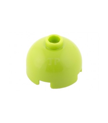 Lime Brick, Round 2 x 2 Dome Top - Hollow Stud with Bottom Axle Holder x Shape + Orientation
