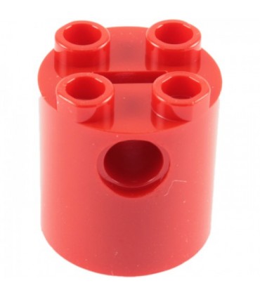 Red Brick, Round 2 x 2 x 2 Robot Body - with Bottom Axle Holder x Shape + Orientation