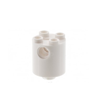 White Brick, Round 2 x 2 x 2 Robot Body - with Bottom Axle Holder x Shape + Orientation