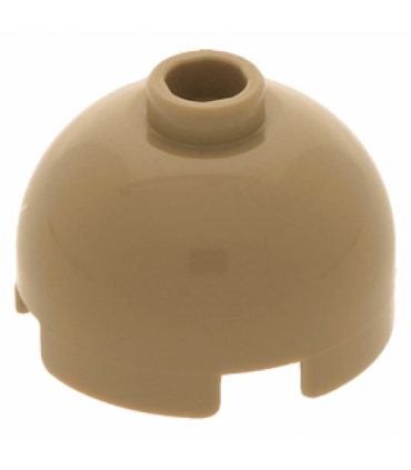 Dark Tan Brick, Round 2 x 2 Dome Top - Hollow Stud with Bottom Axle Holder x Shape + Orientation