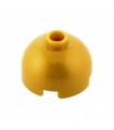Pearl Gold Brick, Round 2 x 2 Dome Top - Hollow Stud with Bottom Axle Holder x Shape + Orientation