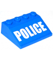 Blue Slope 33 3 x 4 with White 'POLICE' Bold Narrow Font on Blue Background Pattern (Sticker) - Set 4205